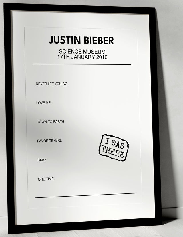 Justin Bieber 17th January 2010 Science Museum London I Was There - Setlist