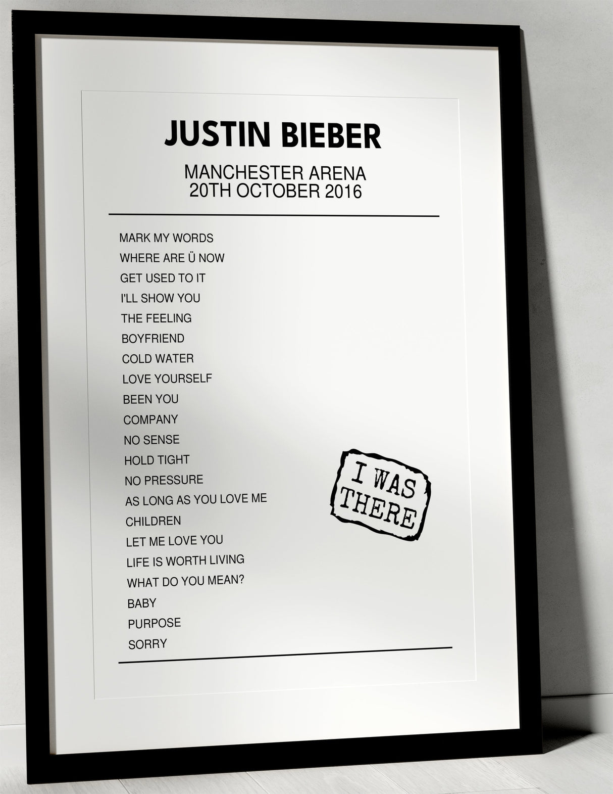 Justin Bieber 20th October 2016 Manchester Arena Manchester I Was There - Setlist