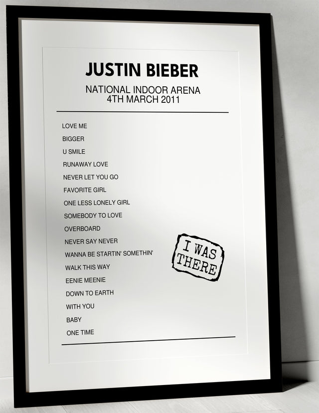 Justin Bieber 4th March 2011 National Indoor Arena Birmingham I Was There - Setlist