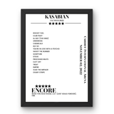 Kasabian Cardiff International Arena Cardiff 02 November 2022 Setlist Poster - Setlist