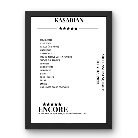 Kasabian Millennium Square Leeds 07 July 2023 Setlist Poster - Setlist