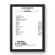 Kasabian Motorpoint Arena Sheffield 13 December 2014 Setlist Poster - Setlist