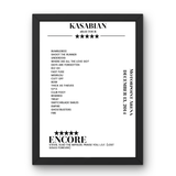 Kasabian Motorpoint Arena Sheffield 13 December 2014 Setlist Poster - Setlist