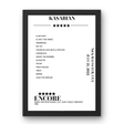 Kasabian Nick Rayns LCR, UEA Norwich 21 July 2022 Setlist Poster - Setlist