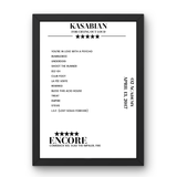 Kasabian O2 Academy Birmingham 13 April 2017 Setlist Poster - Setlist