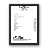 Kasabian O2 Academy Brixton London 06 December 2014 Setlist Poster - Setlist