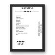 Kasabian O2 Academy Sheffield 28 November 2022 Setlist Poster - Setlist