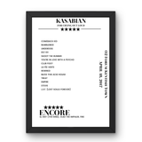 Kasabian O2 Forum Kentish Town London 18 April 2017 Setlist Poster - Setlist