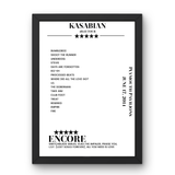 Kasabian Plymouth Pavilions Plymouth 17 June 2014 Setlist Poster - Setlist