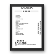 Kasabian Royal Albert Hall London 25 March 2023 Setlist Poster - Setlist