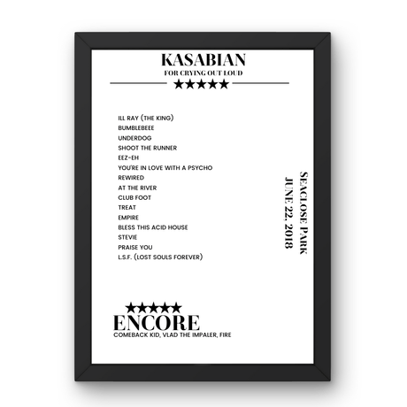 Kasabian Seaclose Park Newport 22 June 2018 Setlist Poster - Setlist