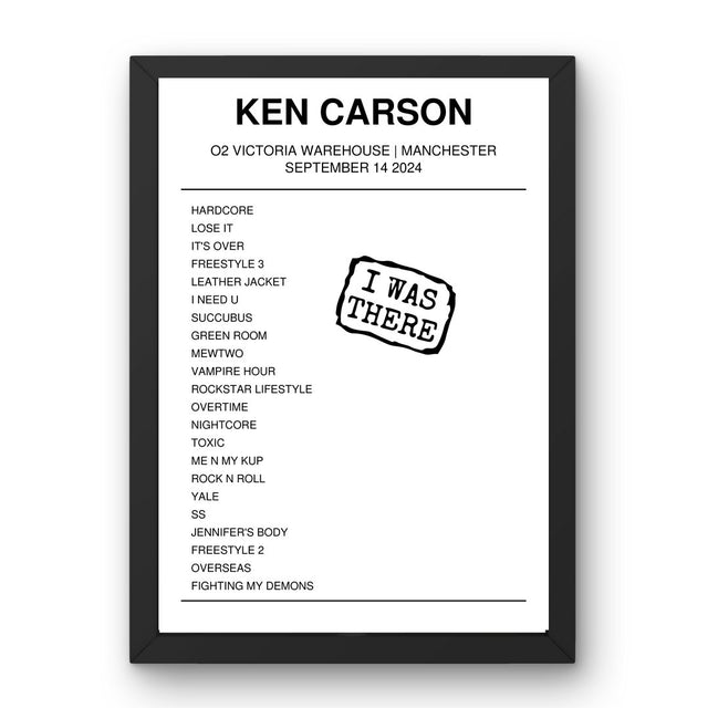 Ken Carson September 14, 2024 O2 Victoria Warehouse Manchester Setlist Poster - Setlist