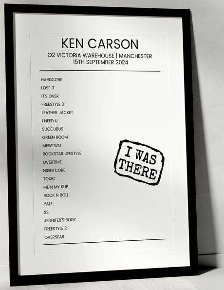 Ken Carson September 15, 2024 O2 Victoria Warehouse Manchester Setlist Poster - Setlist