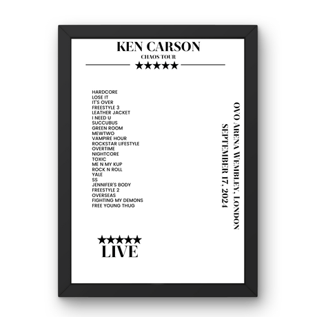 Ken Carson September 17, 2024 OVO Arena Wembley London Setlist Poster - Setlist