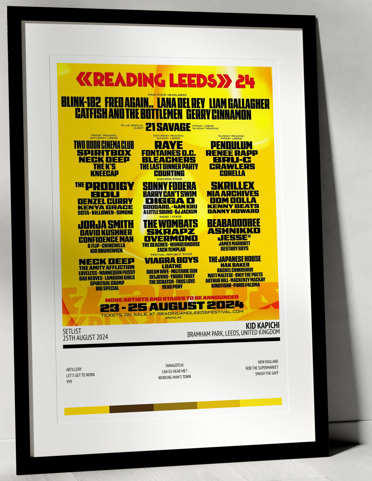 Kid Kapichi Bramham Park Leeds 25th August 2024 - Setlist Tour Poster - Setlist