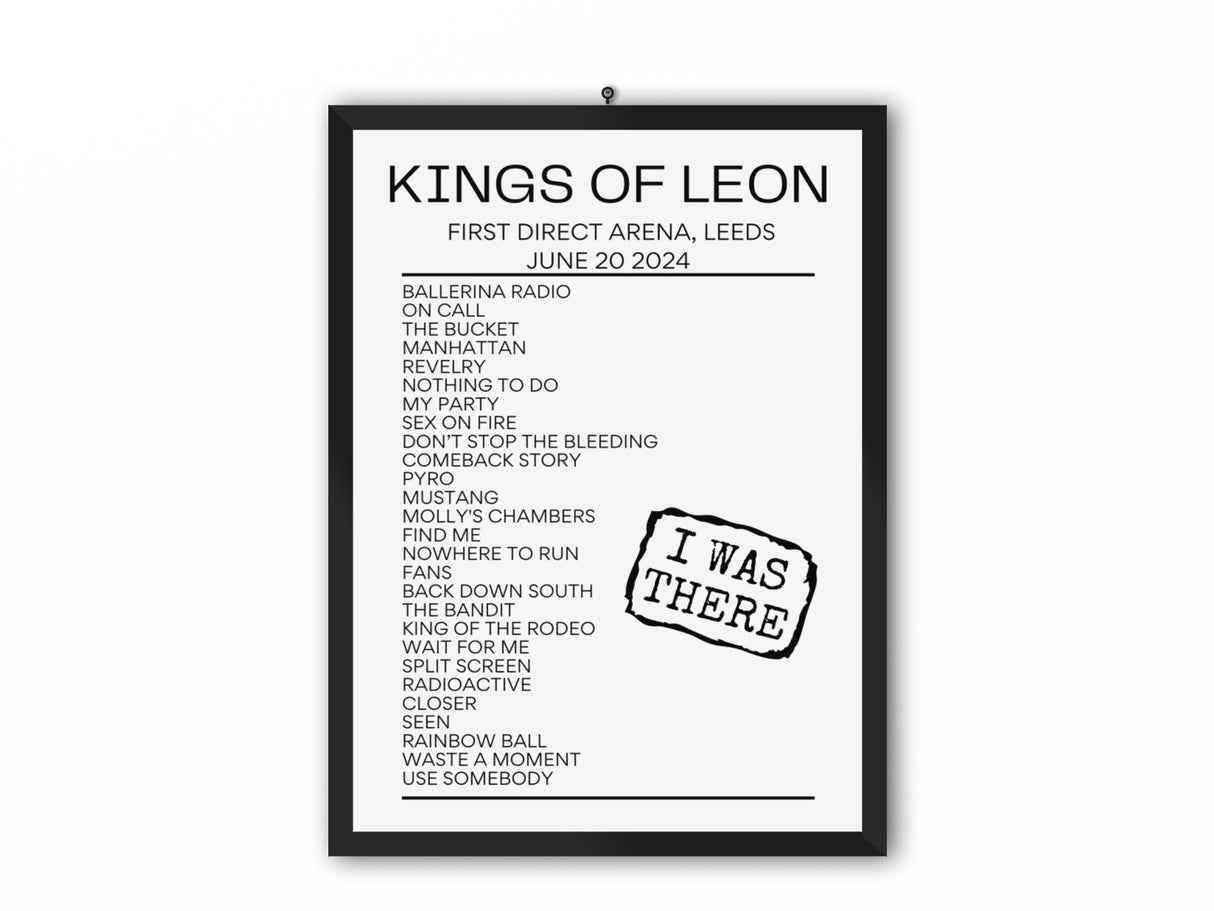 Kings Of Leon Leeds June 20 2024 Replica Setlist - Setlist