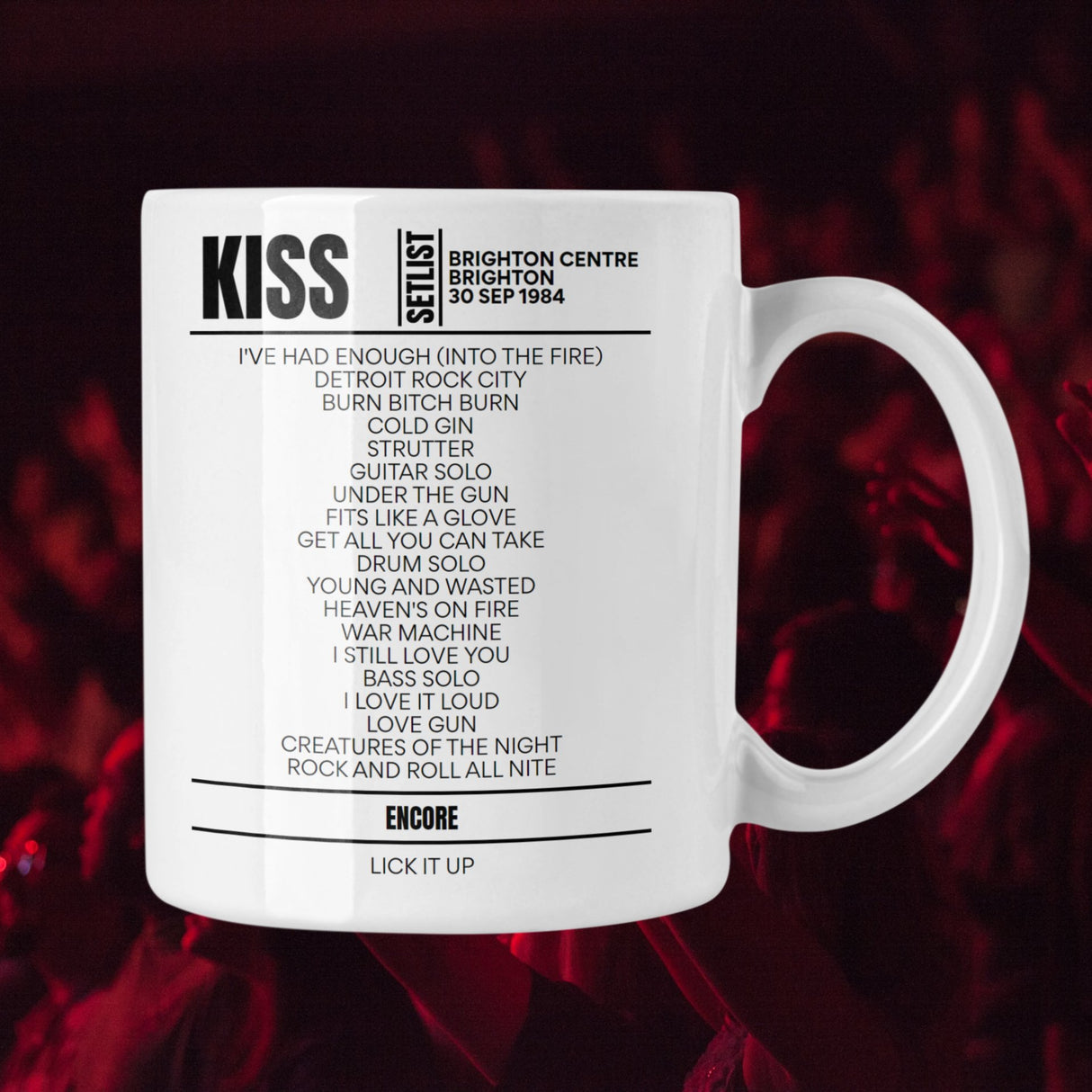 KISS Brighton September 30, 1984 Replica Setlist Mug - Setlist