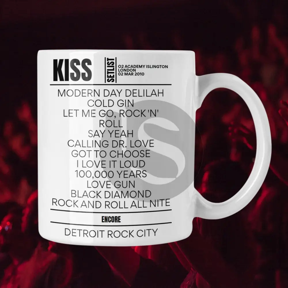 KISS London March 2, 2010 Replica Setlist Mug - Setlist