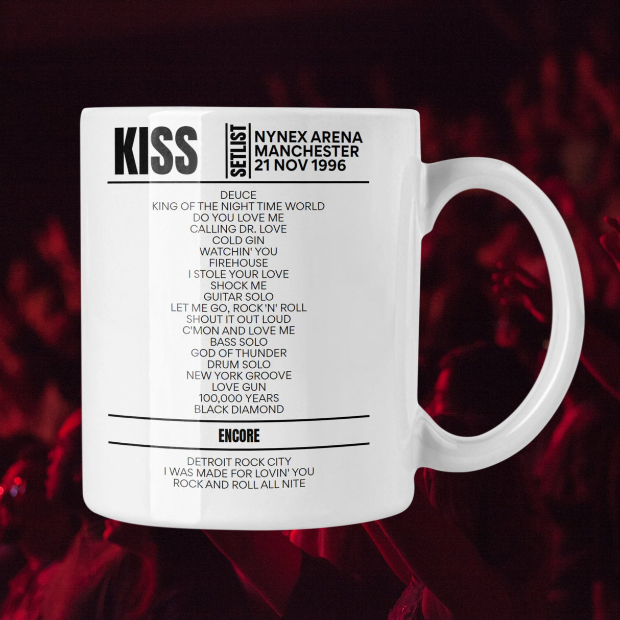 KISS Manchester November 21, 1996 Replica Setlist Mug - Setlist