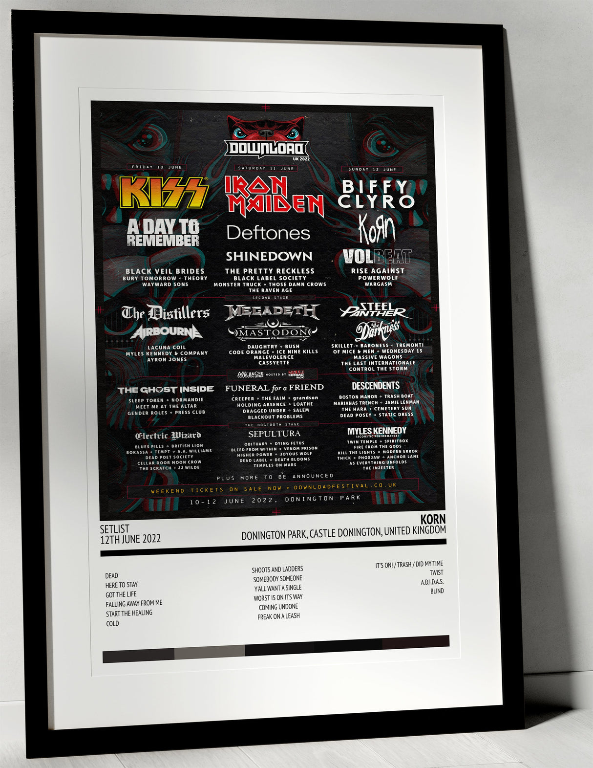 Korn Requiem Donington Park Castle Donington 12th June 2022 - Setlist Tour Poster - Setlist