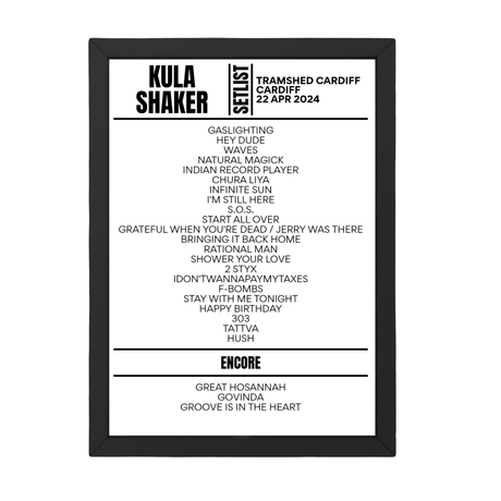 Kula Shaker Bexhill April 2024 Setlist Poster - Setlist