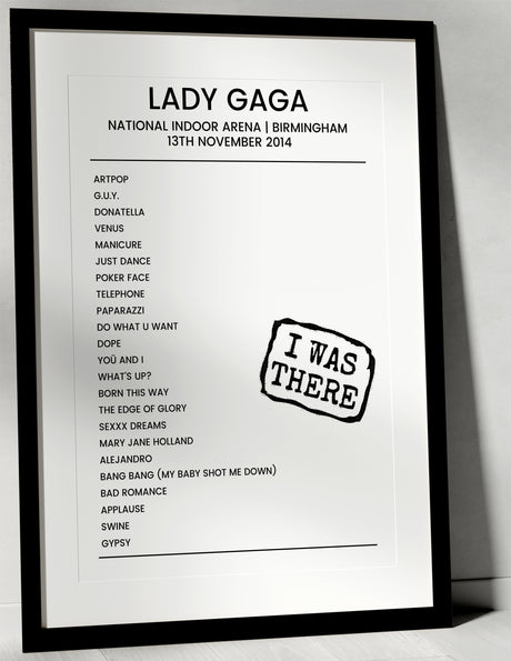 Lady Gaga 13th November 2014 National Indoor Arena Birmingham - I Was There - Setlist