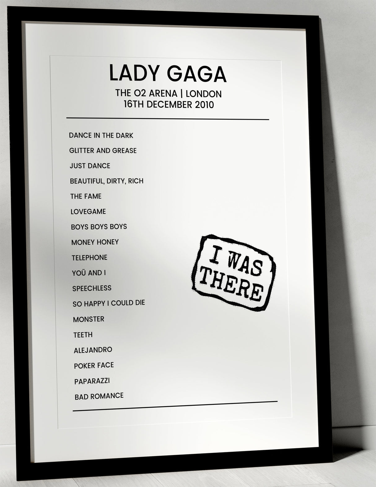 Lady Gaga 16th December 2010 The O2 Arena London - I Was There - Setlist