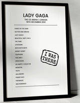 Lady Gaga 16th December 2010 The O2 Arena London - I Was There - Setlist