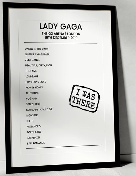 Lady Gaga 16th December 2010 The O2 Arena London - I Was There - Setlist