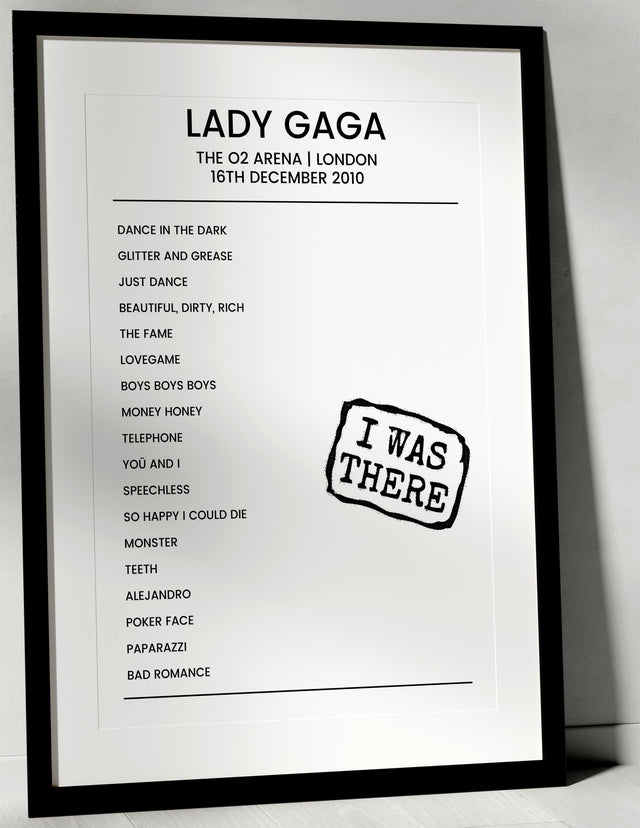 Lady Gaga 16th December 2010 The O2 Arena London - I Was There - Setlist