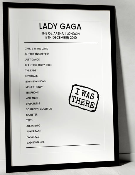 Lady Gaga 17th December 2010 The O2 Arena London - I Was There - Setlist