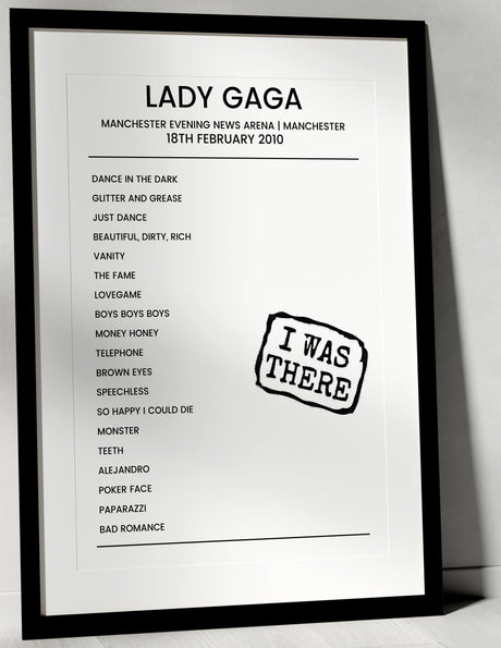 Lady Gaga 18th February 2010 Manchester Evening News Arena Manchester - I Was There - Setlist