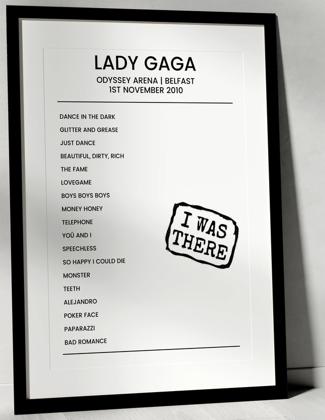 Lady Gaga 1st November 2010 Odyssey Arena Belfast - I Was There - Setlist