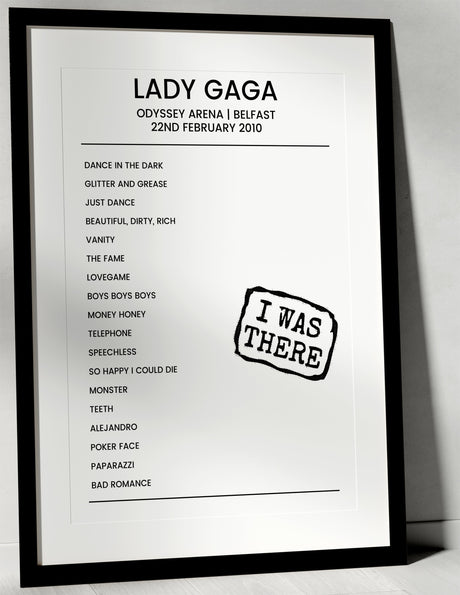 Lady Gaga 22nd February 2010 Odyssey Arena Belfast - I Was There - Setlist