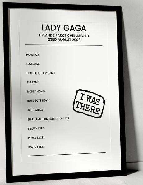 Lady Gaga 23rd August 2009 Hylands Park Chelmsford - I Was There - Setlist