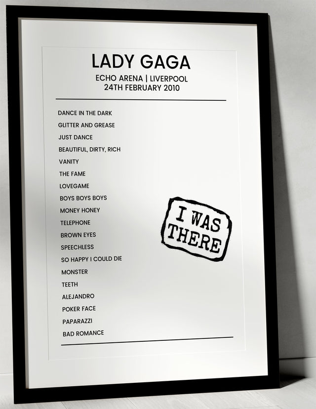 Lady Gaga 24th February 2010 Echo Arena Liverpool - I Was There - Setlist