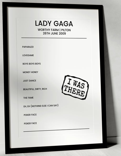 Lady Gaga 26th June 2009 Worthy Farm Pilton - I Was There - Setlist