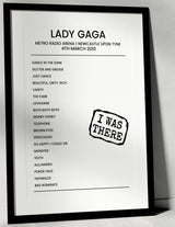 Lady Gaga 4th March 2010 Metro Radio Arena Newcastle upon Tyne - I Was There - Setlist