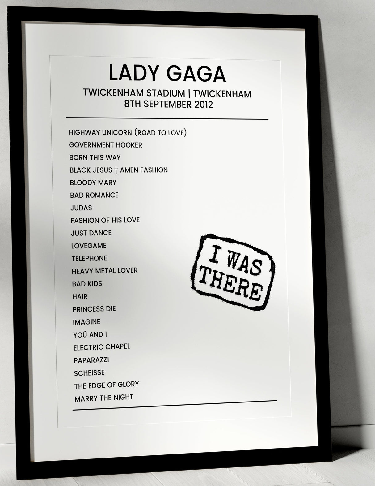 Lady Gaga 8th September 2012 Twickenham Stadium Twickenham - I Was There - Setlist