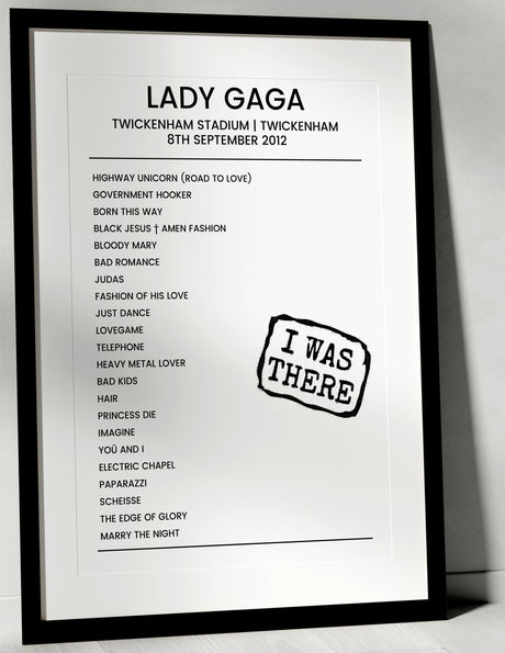 Lady Gaga 8th September 2012 Twickenham Stadium Twickenham - I Was There - Setlist