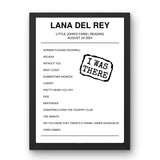 Lana Del Rey August 24, 2024 Little John's Farm Reading Setlist Poster - Setlist