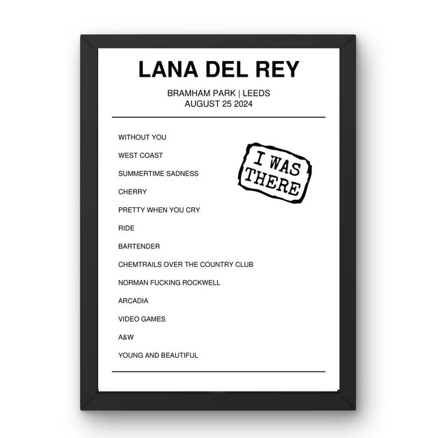 Lana Del Rey August 25, 2024 Bramham Park Leeds Setlist Poster - Setlist