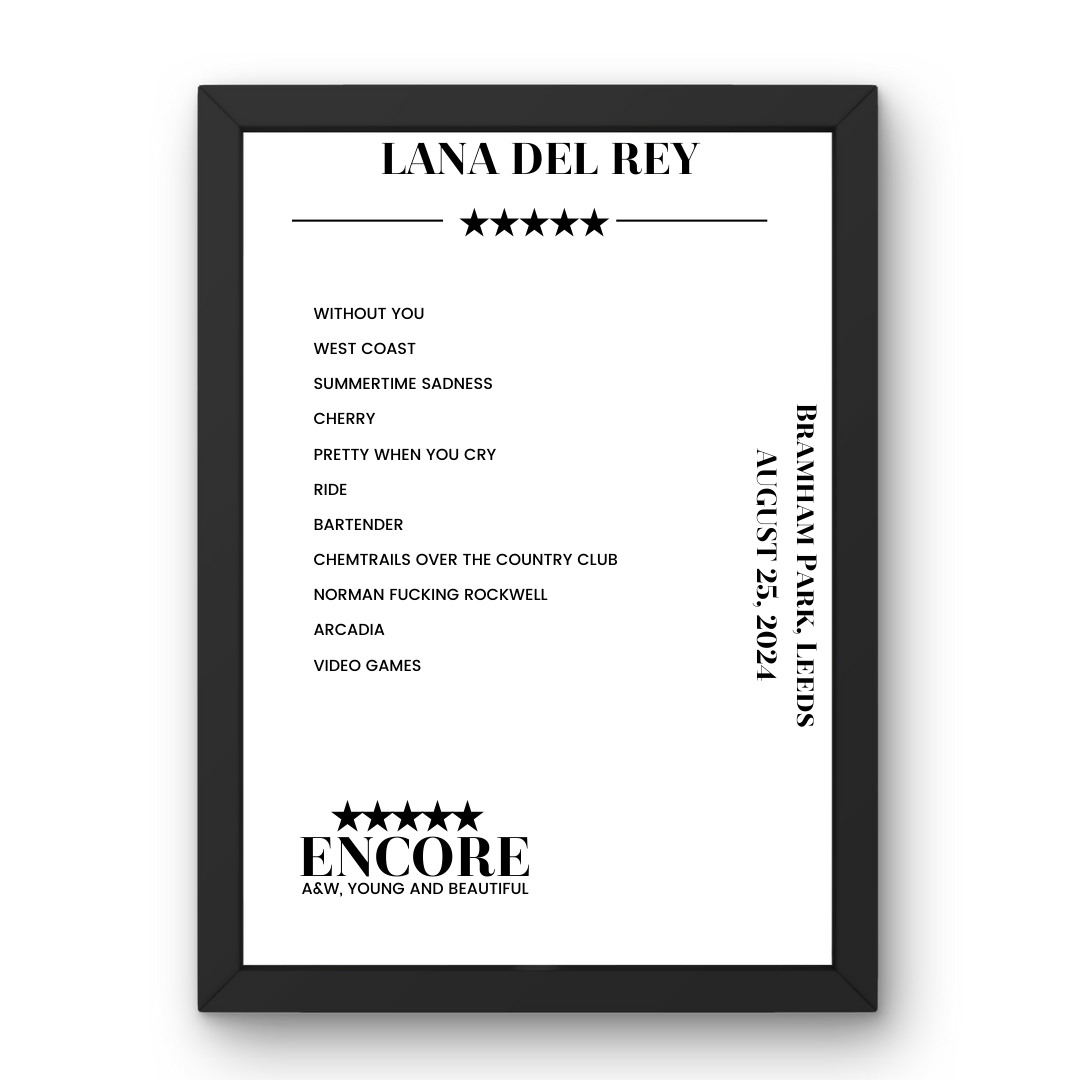 Lana Del Rey August 25, 2024 Bramham Park Leeds Setlist Poster - Setlist