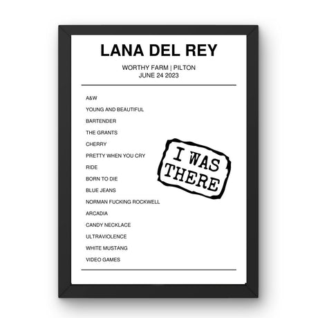 Lana Del Rey June 24, 2023 Worthy Farm Pilton Setlist Poster - Setlist