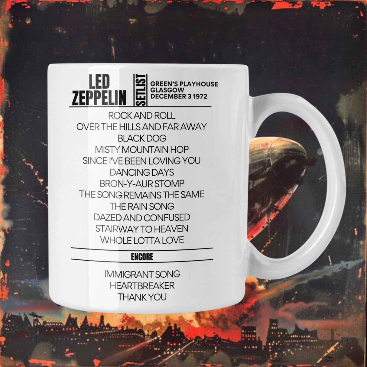 Led Zeppelin Glasgow December 3 1972 Setlist Mug - Setlist