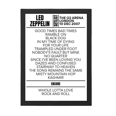 Led Zeppelin London December 10, 2007 Replica Setlist - Setlist