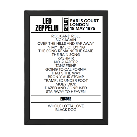 Led Zeppelin London May 18, 1975 Replica Setlist - Setlist