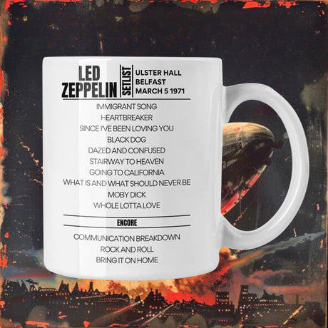 Led Zeppelin Ulster Hall Belfast March 1971 Setlist Mug - Setlist