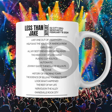 Less Than Jake 02 City Hall Newcastle February 19 2024 Setlist Mug - Setlist