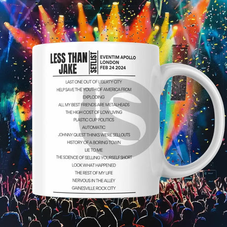 Less Than Jake Eventim Apollo London February 24 2024 Setlist Mug - Setlist